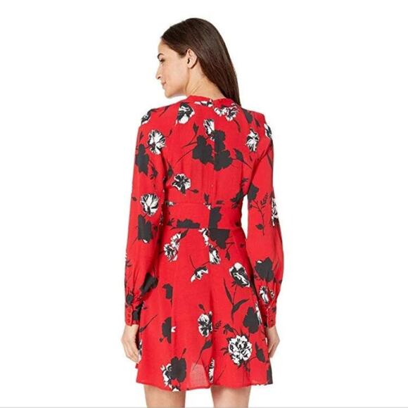 Yumi Kim NWT Shore Thing Tango Red Black Floral Mini Plunge Dress XS MSRP $238 - Picture 11 of 14